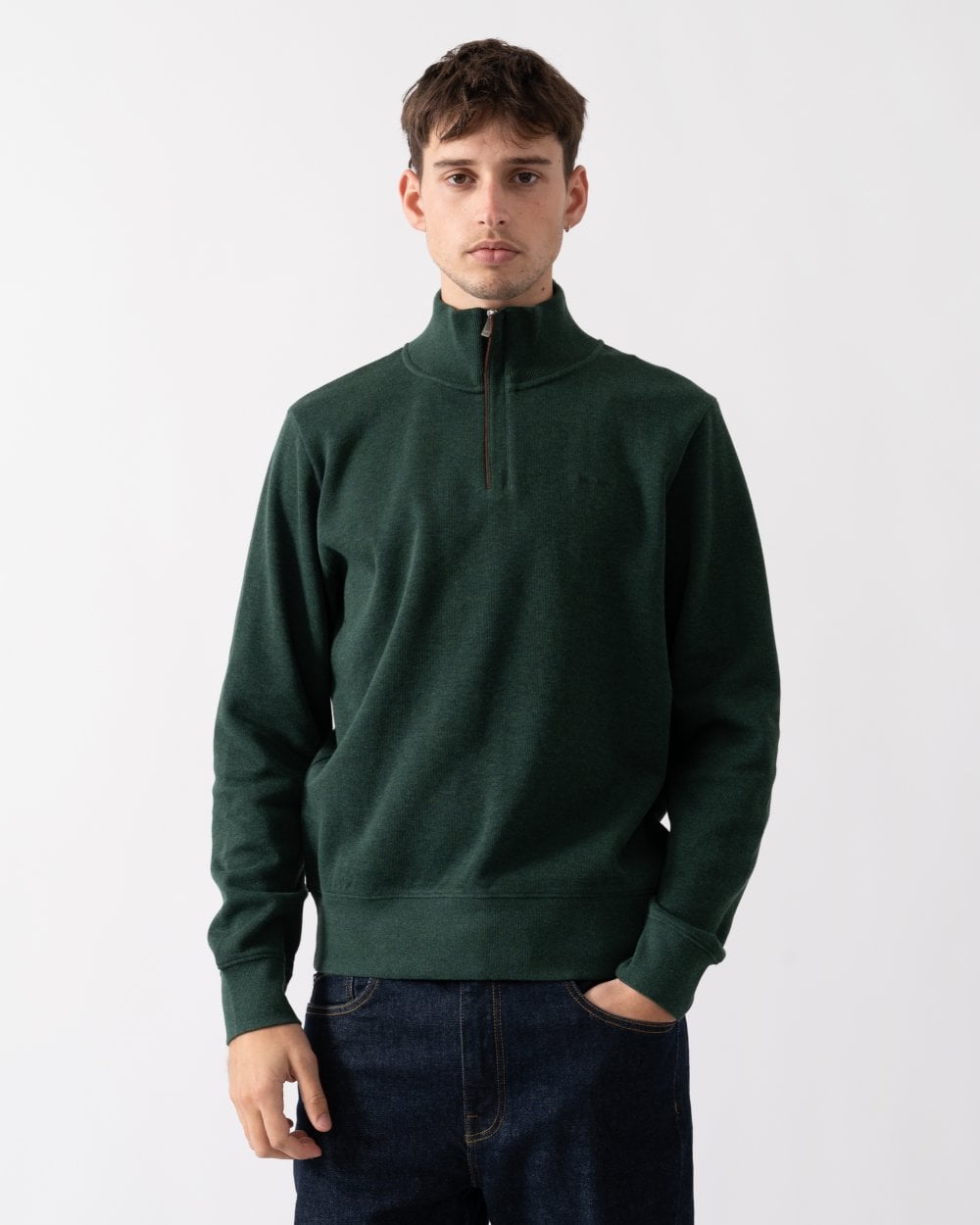 GANT Mens Sacker Rib Half Zip Sweatshirt