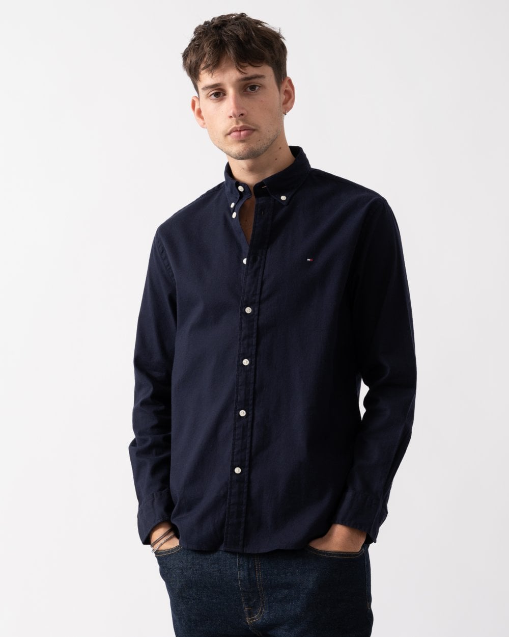 Tommy Hilfiger Tommy Hilfiger Flex Brushed Solid Mens Long Sleeve Shirt