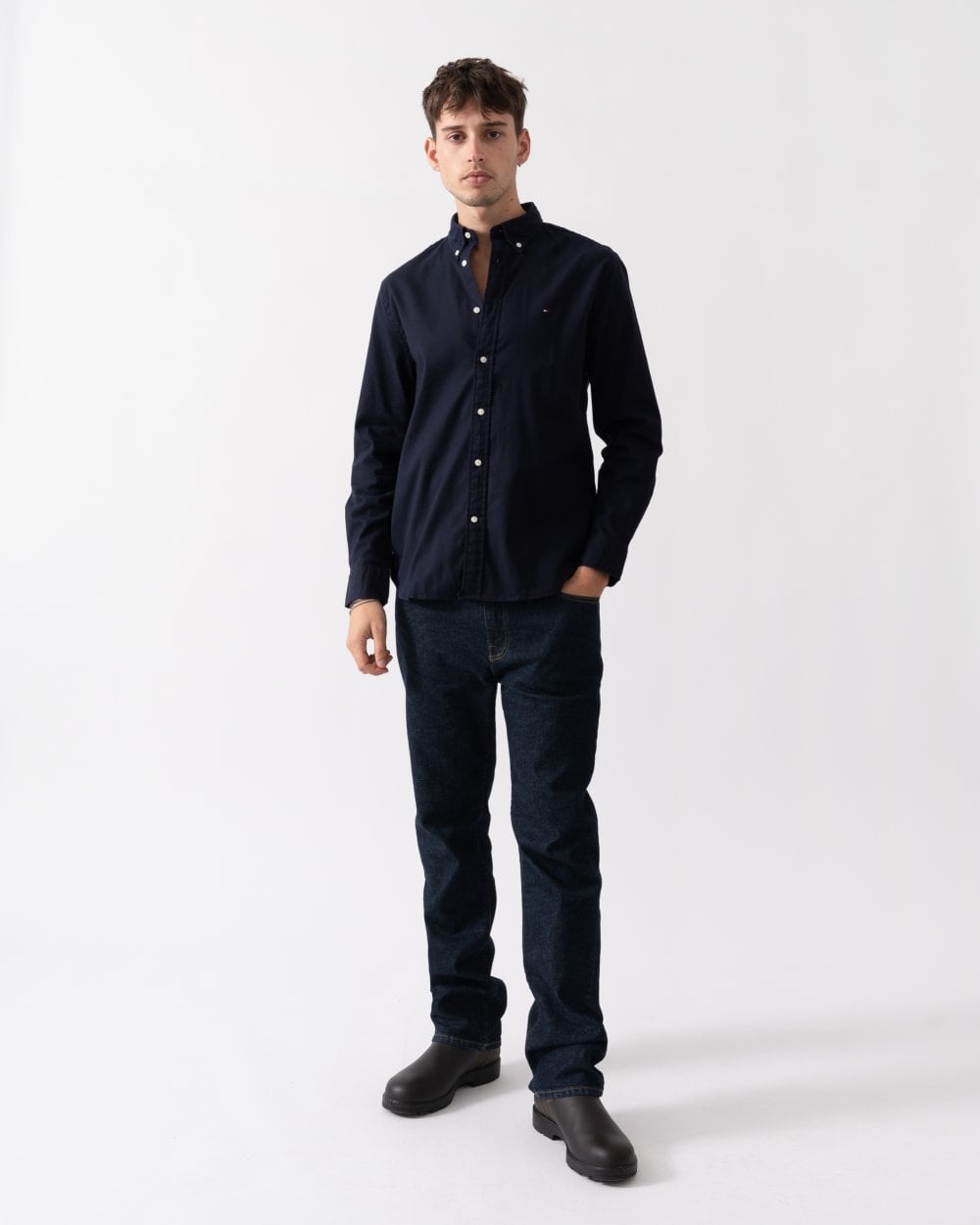 Tommy Hilfiger Tommy Hilfiger Flex Brushed Solid Mens Long Sleeve Shirt