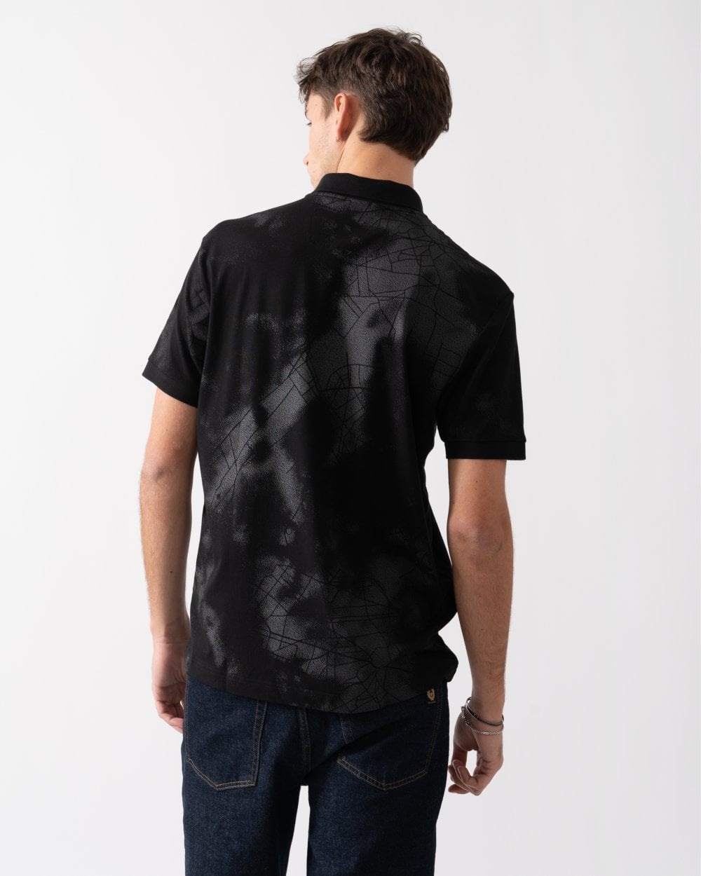 BOSS Green BOSS Green Paddy 3 Mens Cotton-Blend Polo Shirt with Decorative Reflective Print