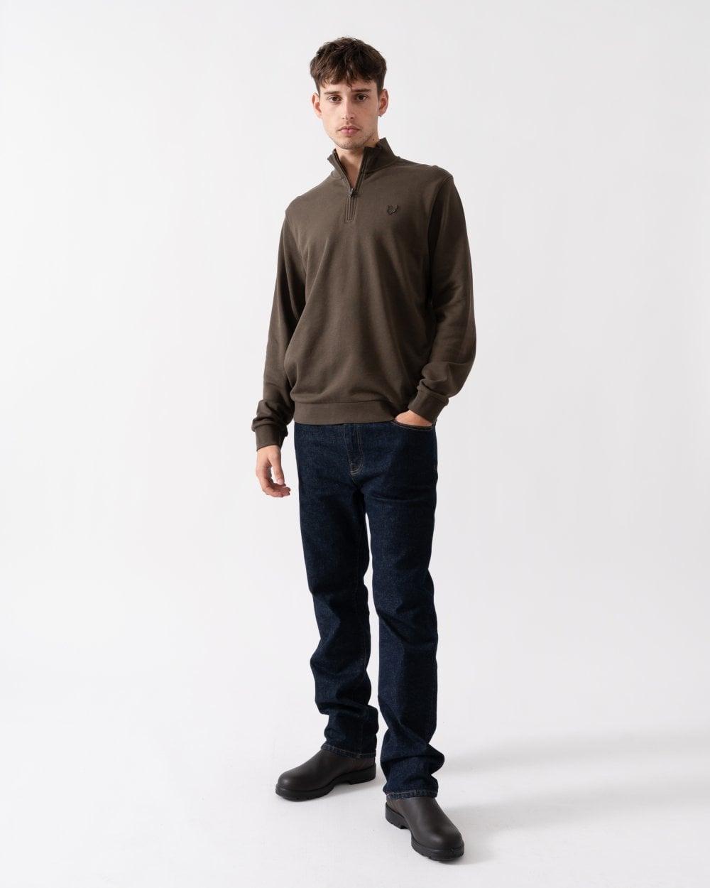 Lyle & Scott Tonal Eagle Mens Quarter Zip Sweatshirt - W781 Form Green