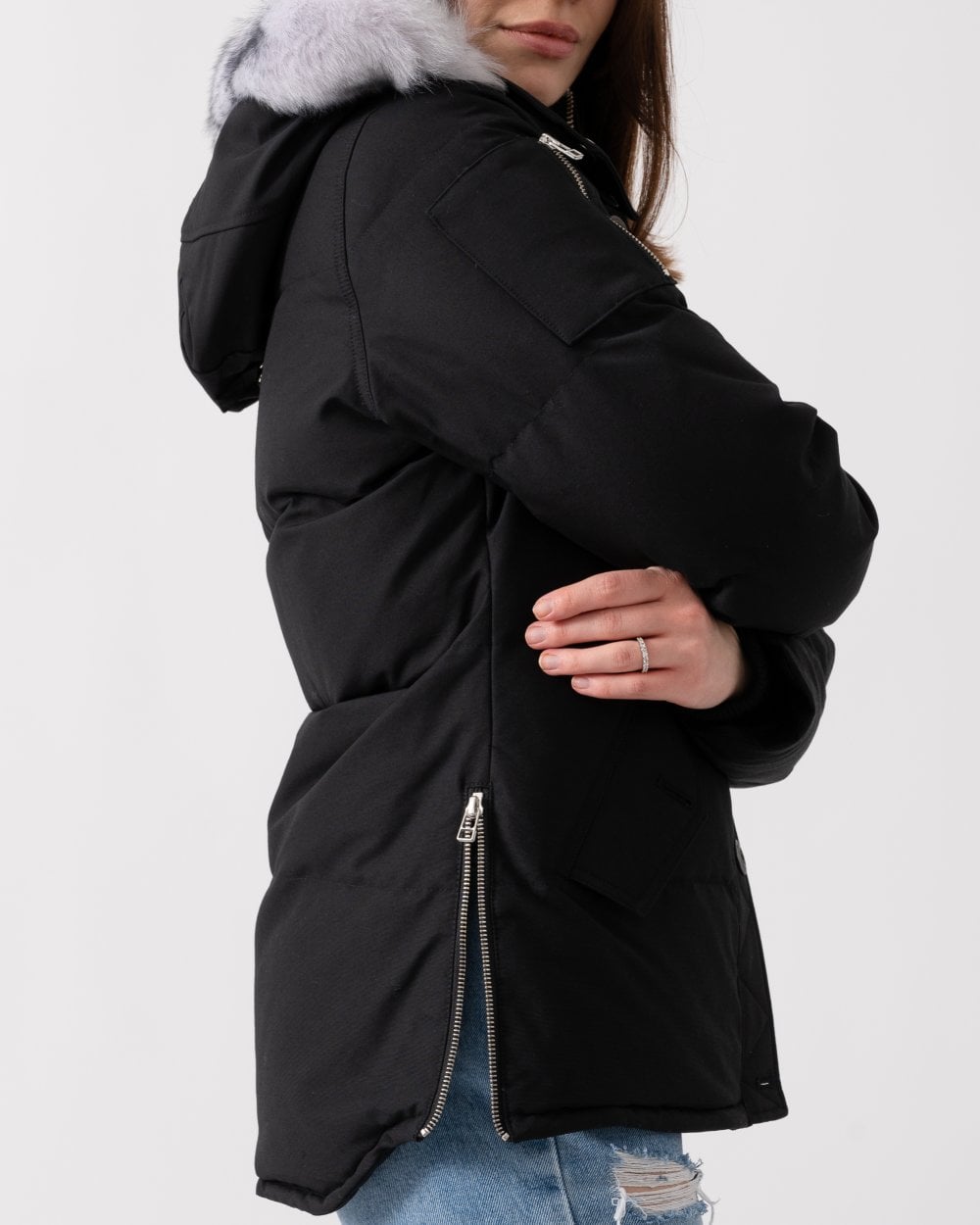 Moose Knuckles 3Q Womens Jacket - Black With Natural Shearling 1001