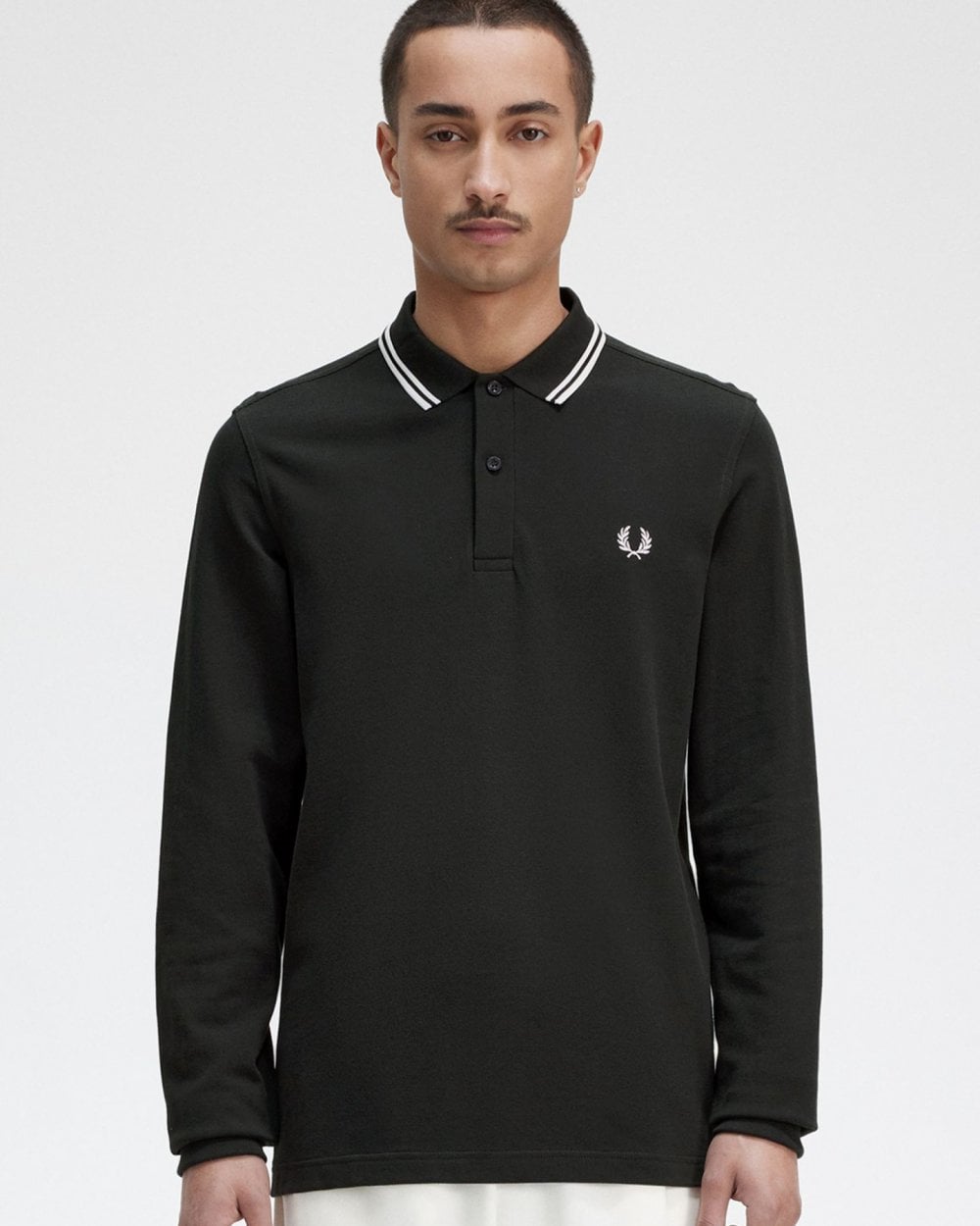 Fred Perry Mens Long Sleeve Twin Tipped Polo Shirt