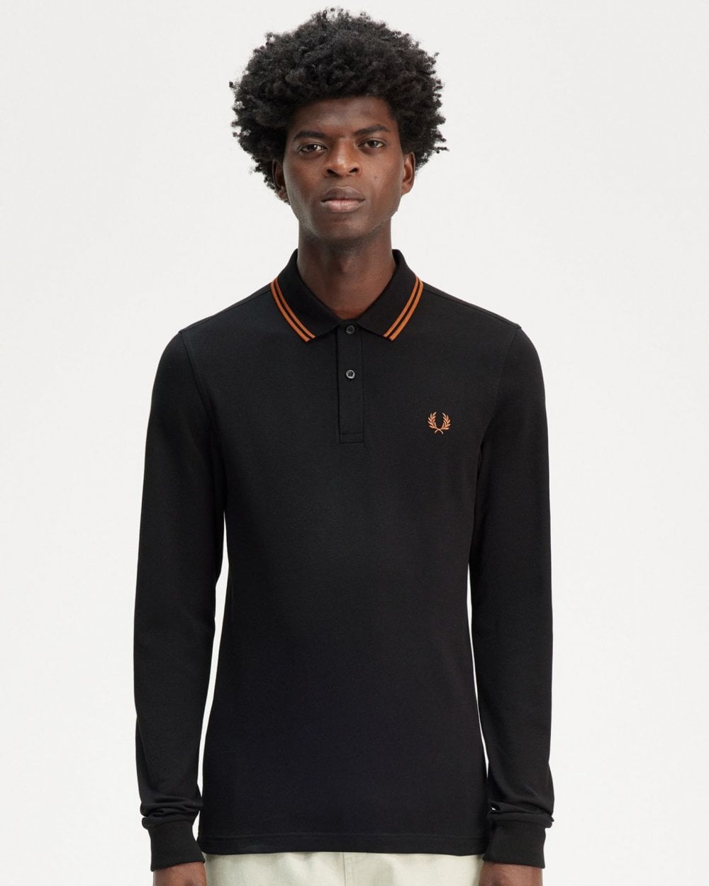 Fred Perry Mens Long Sleeve Twin Tipped Polo Shirt