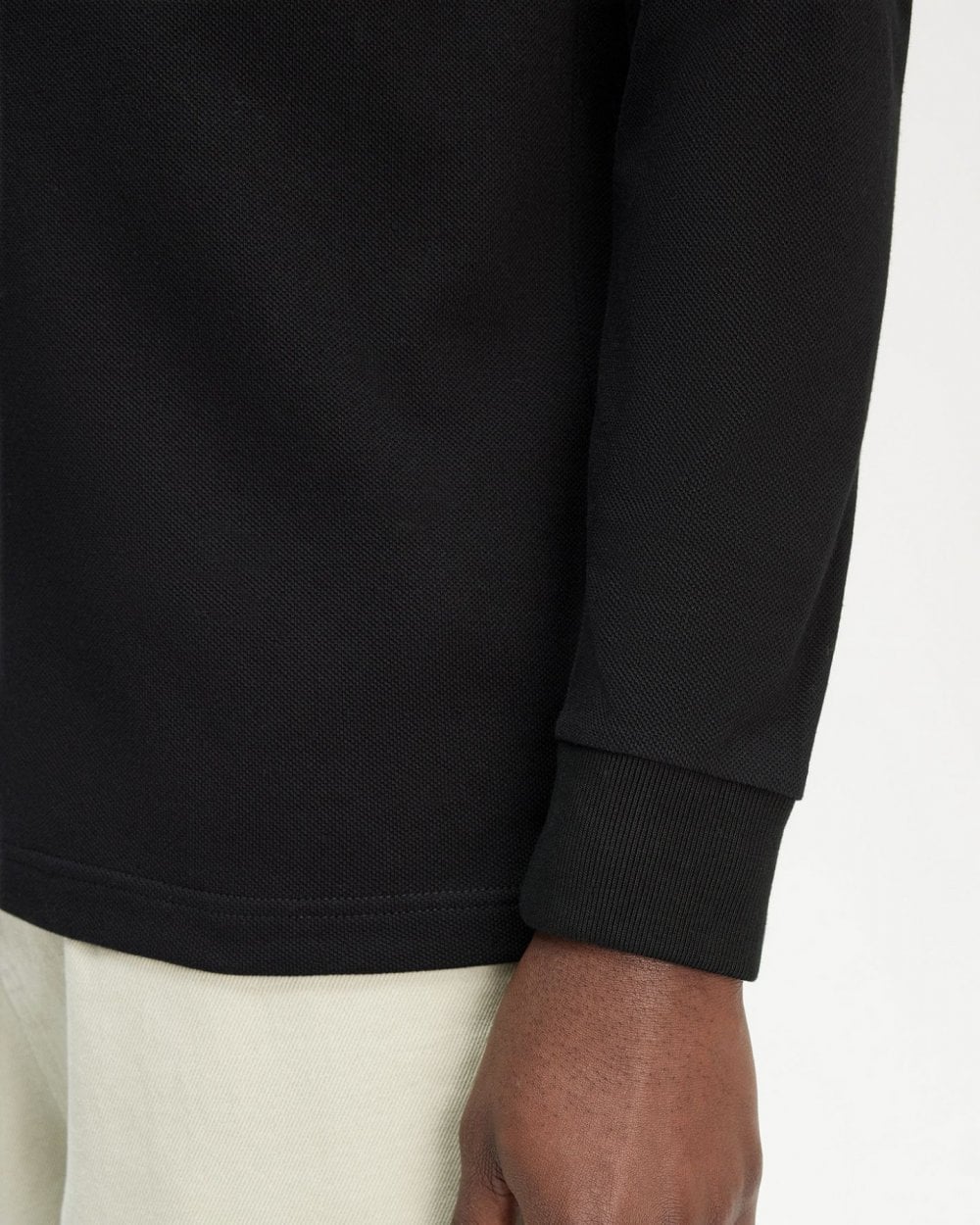 Fred Perry Mens Long Sleeve Twin Tipped Polo Shirt - Black/Marmalade W96