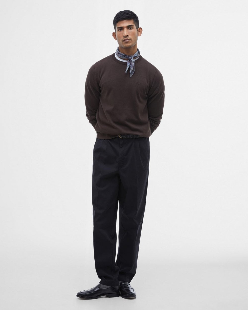 Barbour Pima Cotton Mens Crew Sweatshirt - Bitter Chocolate