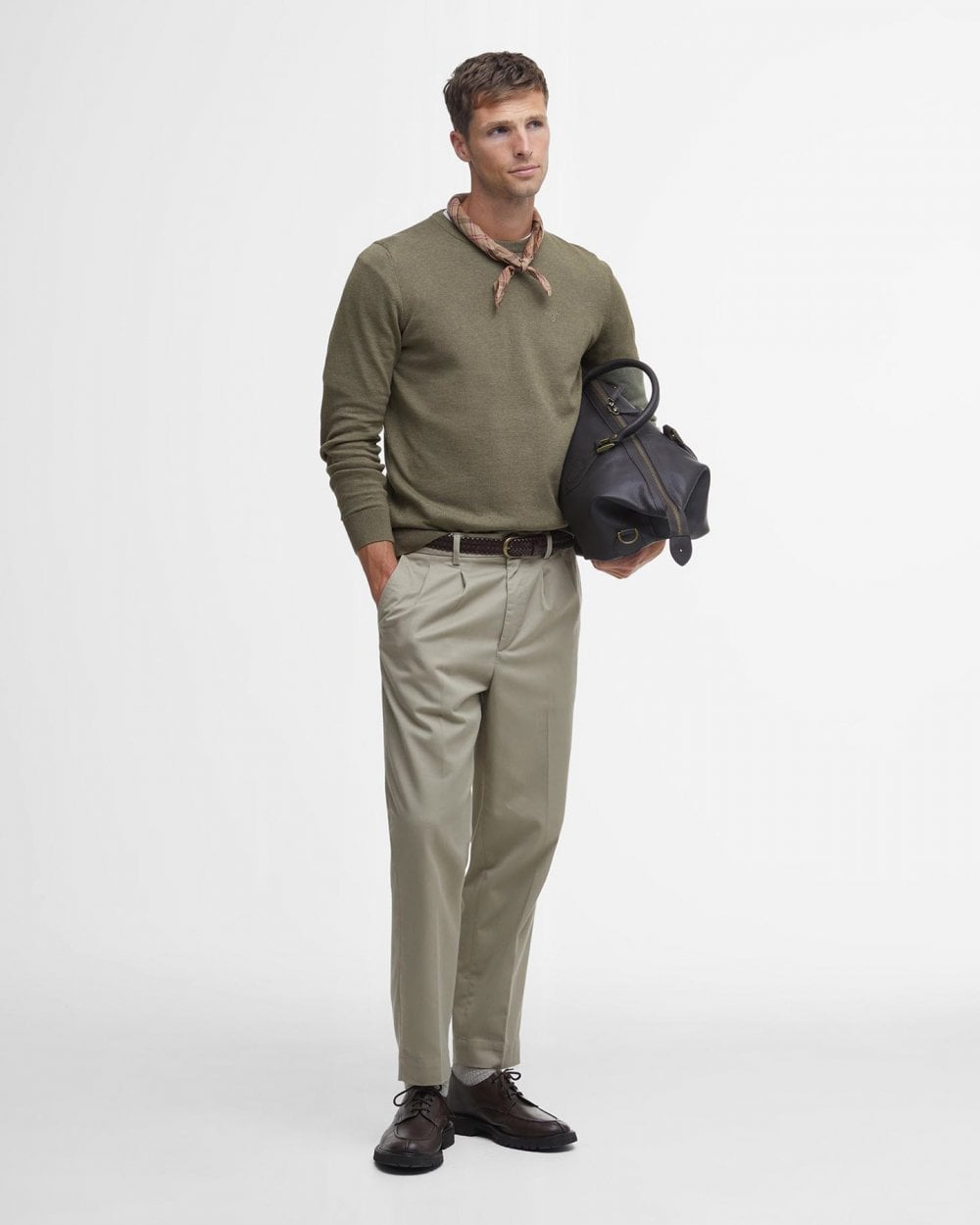 Barbour Pima Cotton Mens Crew Sweatshirt - Green Slate