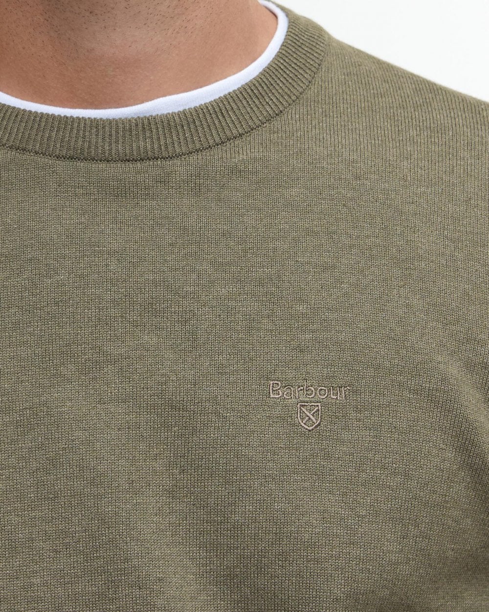 Barbour Pima Cotton Mens Crew Sweatshirt - Green Slate