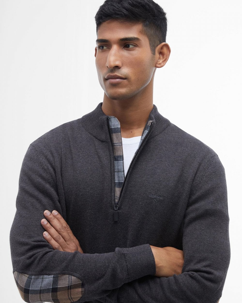 Barbour Avoch Mens Half Zip Jumper - Charcoal Marl