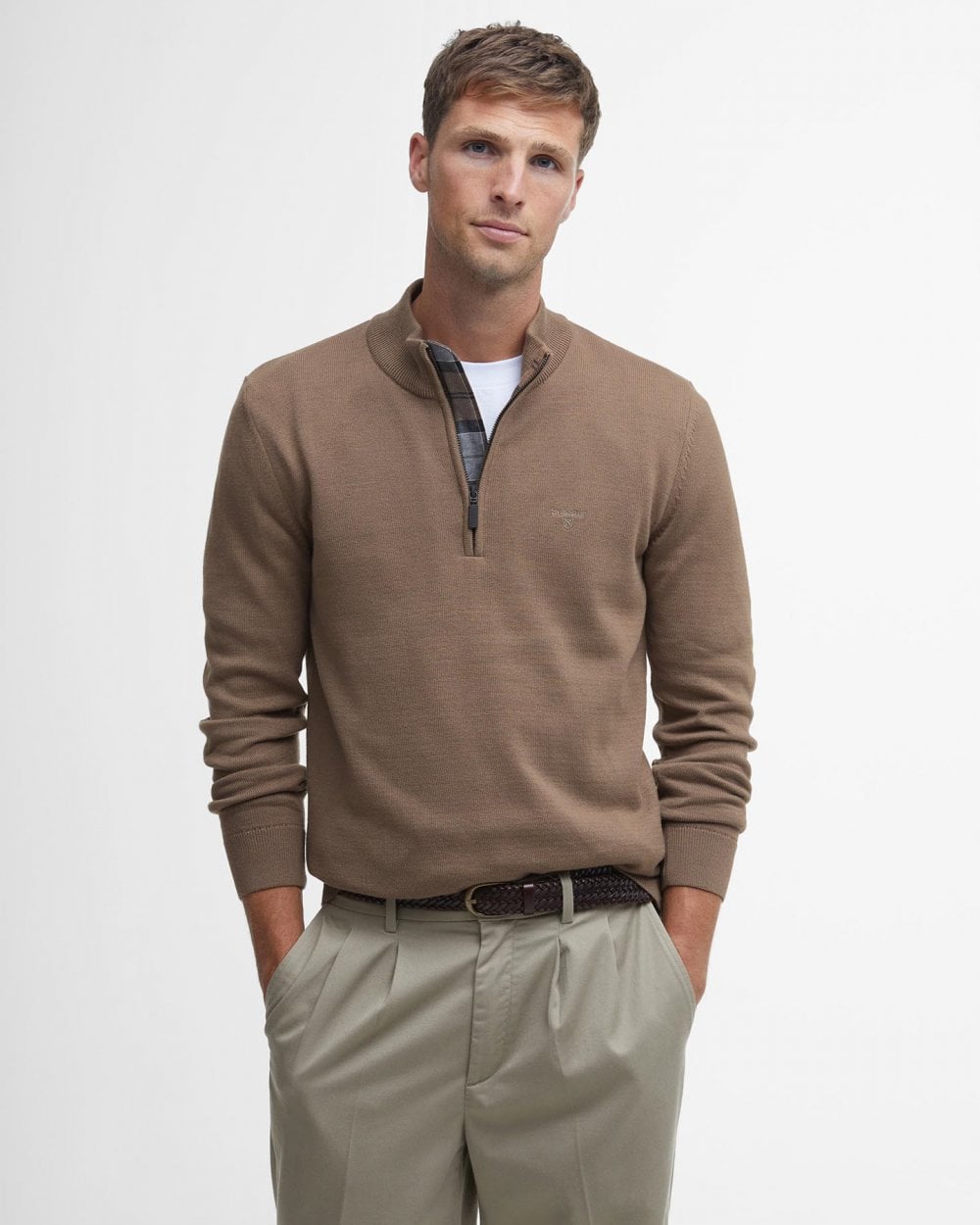 Barbour Avoch Mens Half Zip Jumper - Fossil