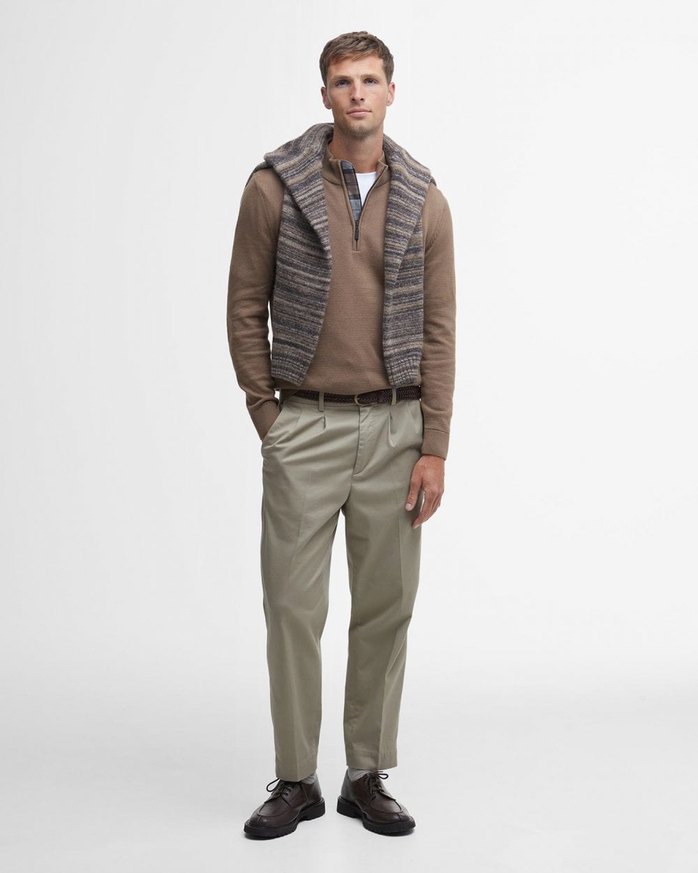 Barbour Avoch Mens Half Zip Jumper - Fossil