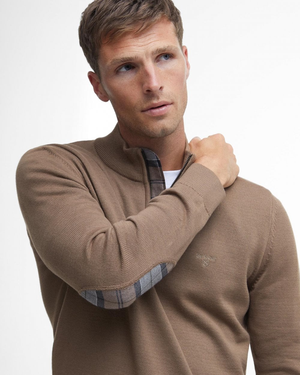 Barbour Avoch Mens Half Zip Jumper - Fossil