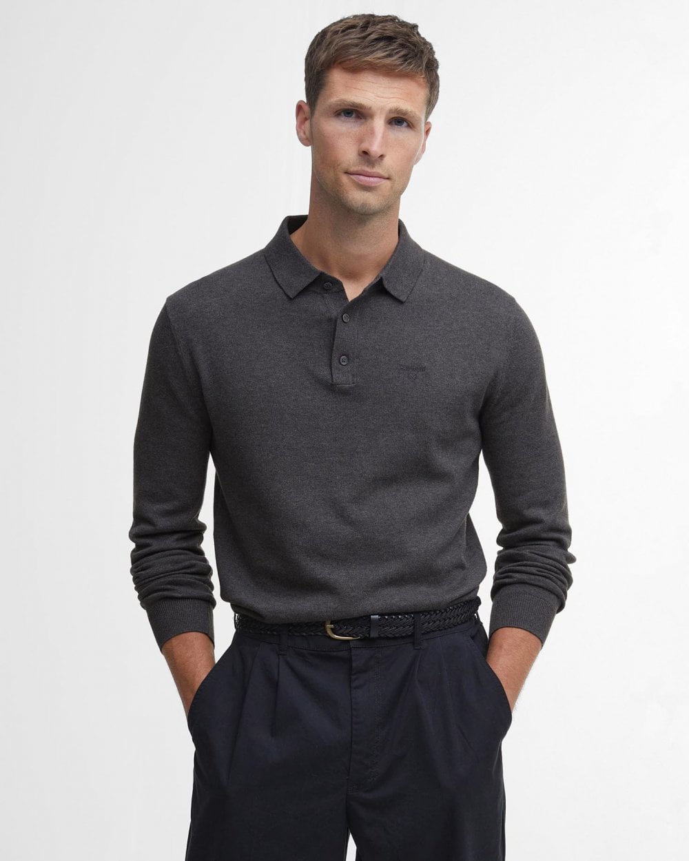 Barbour Barbour Bassington Mens Long Sleeve Knitted Polo Shirt