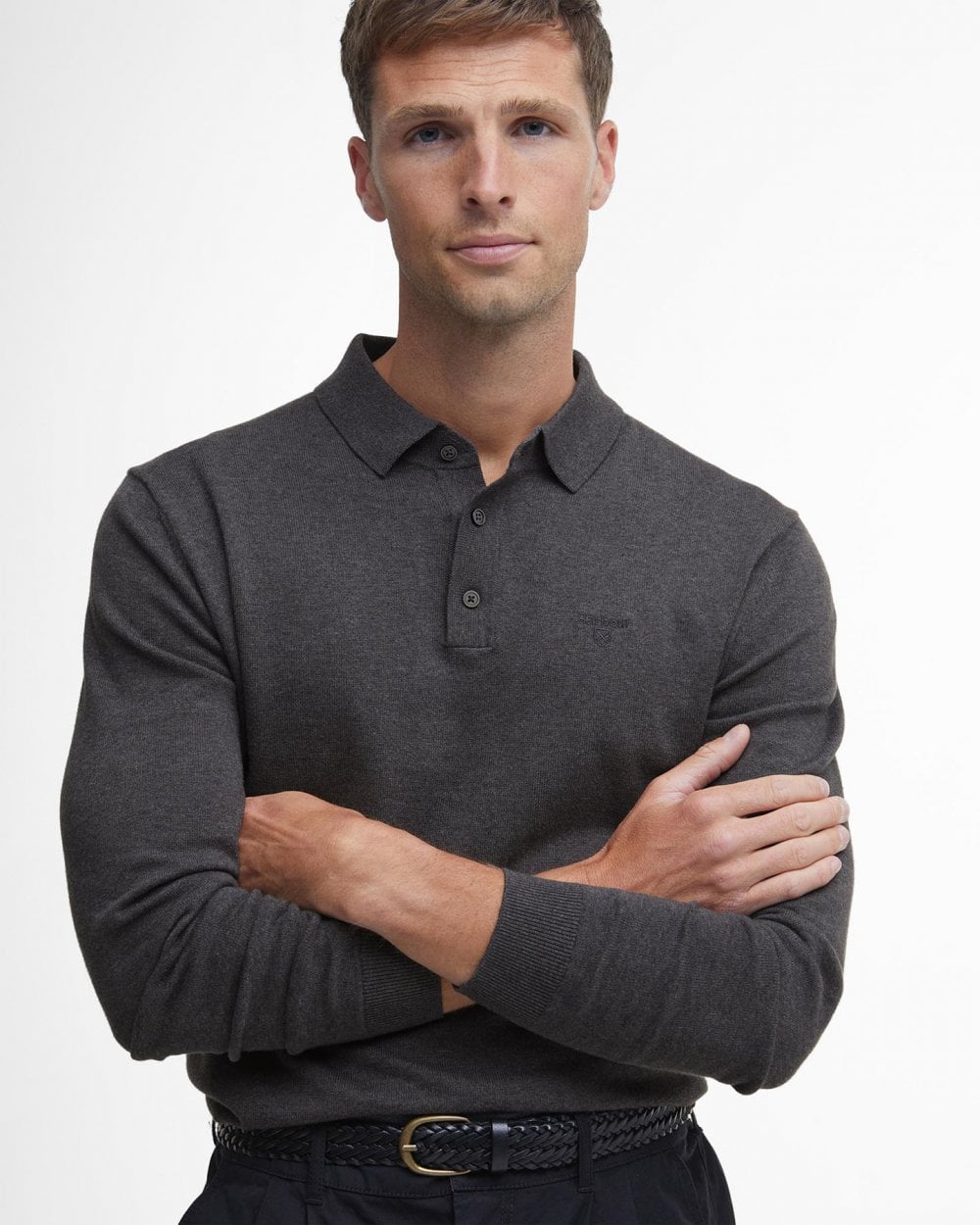 Barbour Barbour Bassington Mens Long Sleeve Knitted Polo Shirt