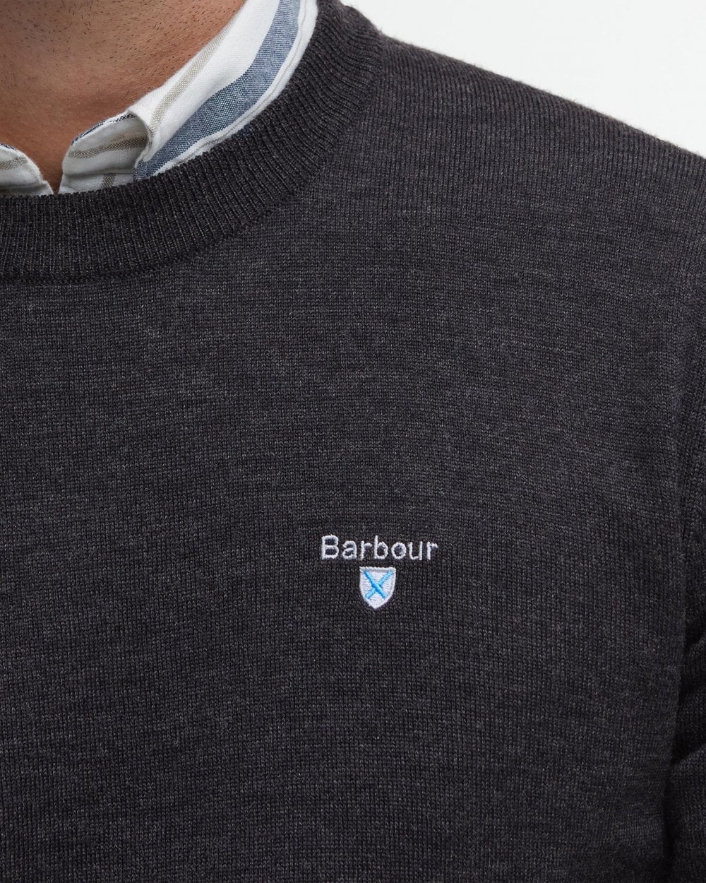 Barbour Mens Merino Crew Neck Sweater - Charcoal