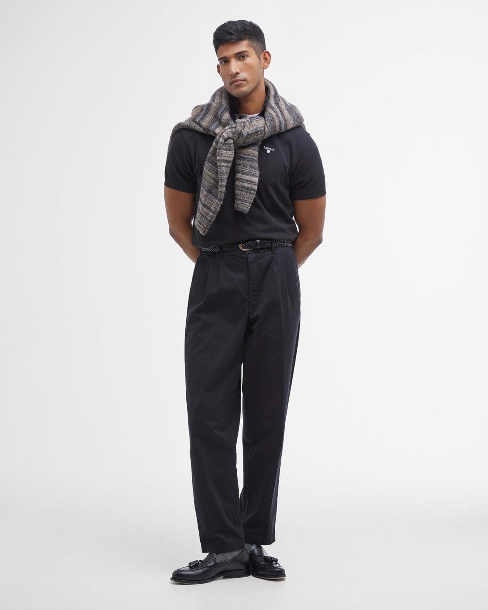 Barbour Tartan Pique Mens Polo - Black/Cedarwood
