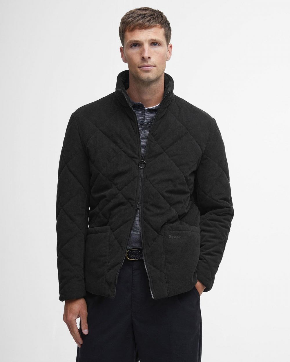 Barbour Cord Liddesdale Mens Quilted Jacket - Black