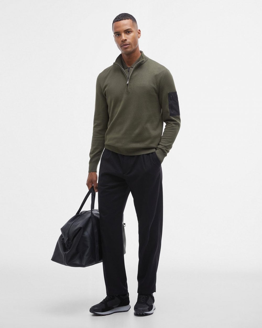 Barbour International Blades Mens Cotton Half Zip Jumper - Uniform Green