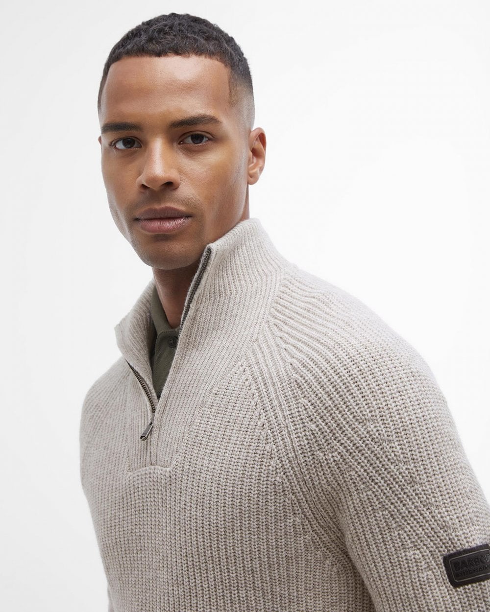 Barbour International Chester Mens Funnel Neck Jumper - Whisper White