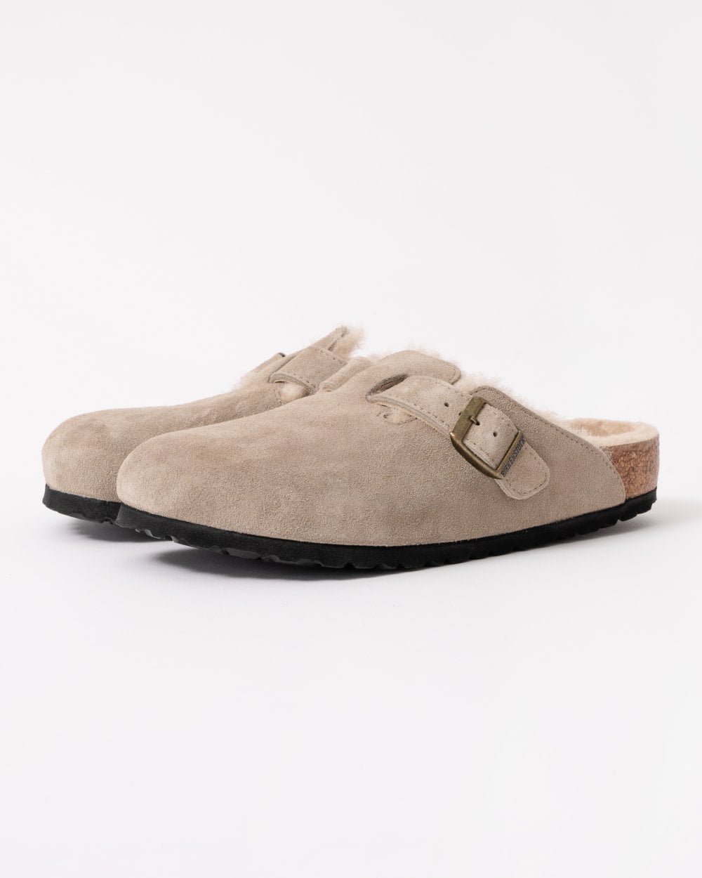 Birkenstock Boston VL Sheepskin Womens Clogs - Taupe