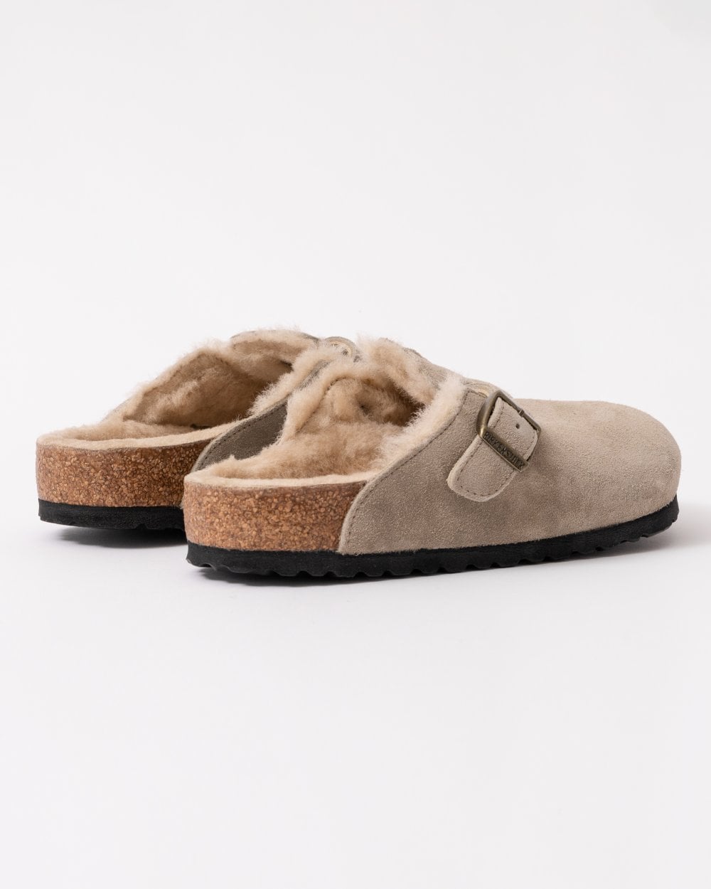 Birkenstock Boston VL Sheepskin Womens Clogs - Taupe