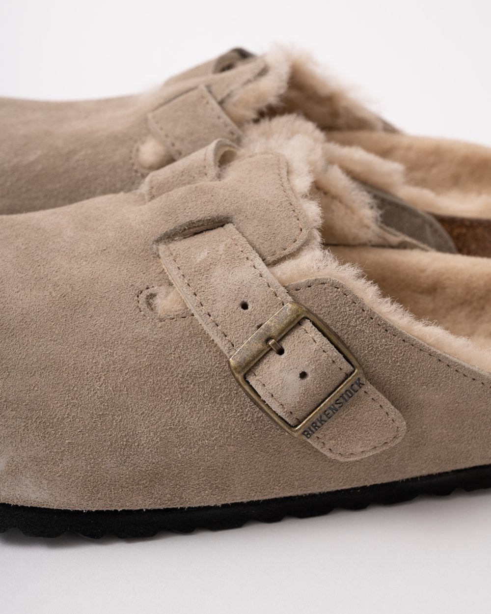 Birkenstock Boston VL Sheepskin Womens Clogs - Taupe