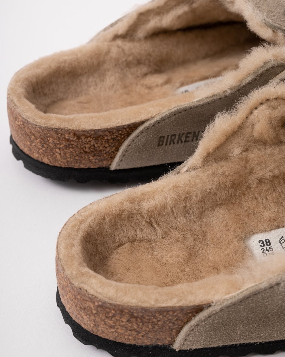 Birkenstock Boston VL Sheepskin Womens Clogs - Taupe