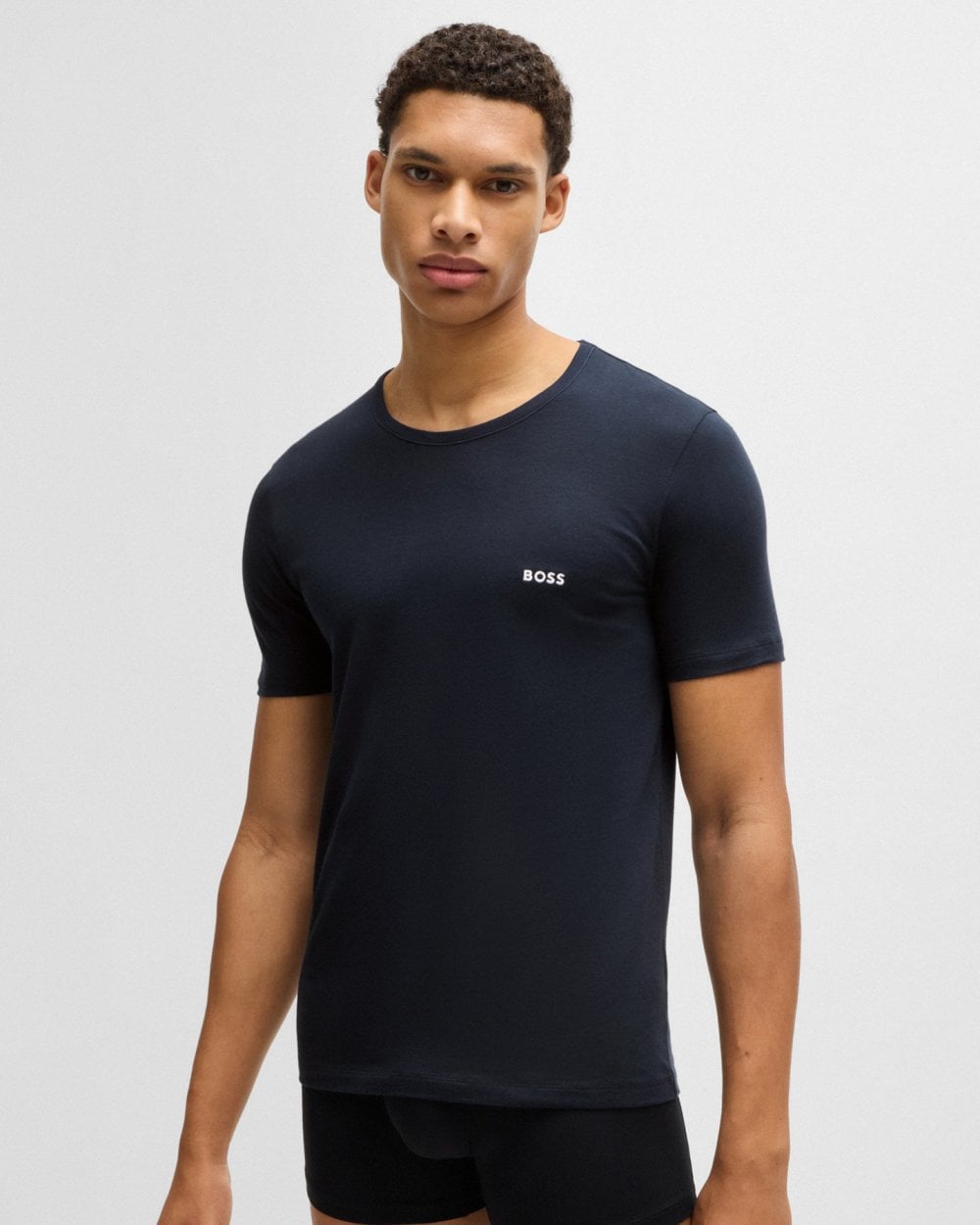BOSS Orange Mens Three-Pack of Cotton Underwear T-Shirts with Logo Embroidery - Open Miscellaneous 989