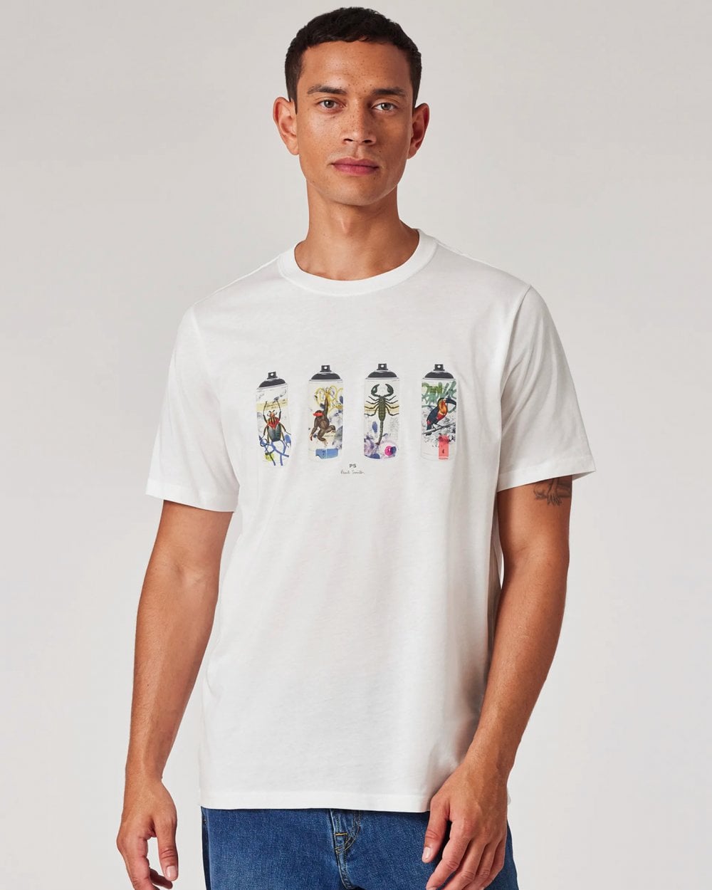 PS Paul Smith Mens Regular Fit Animal Spray Cans T-Shirt