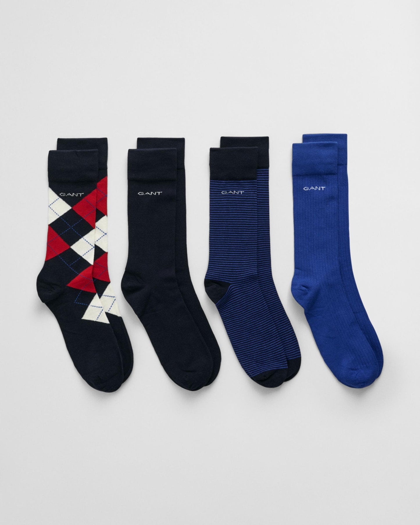 GANT Mens 4-Pack Argyle Stripe Solid Socks Gift Box