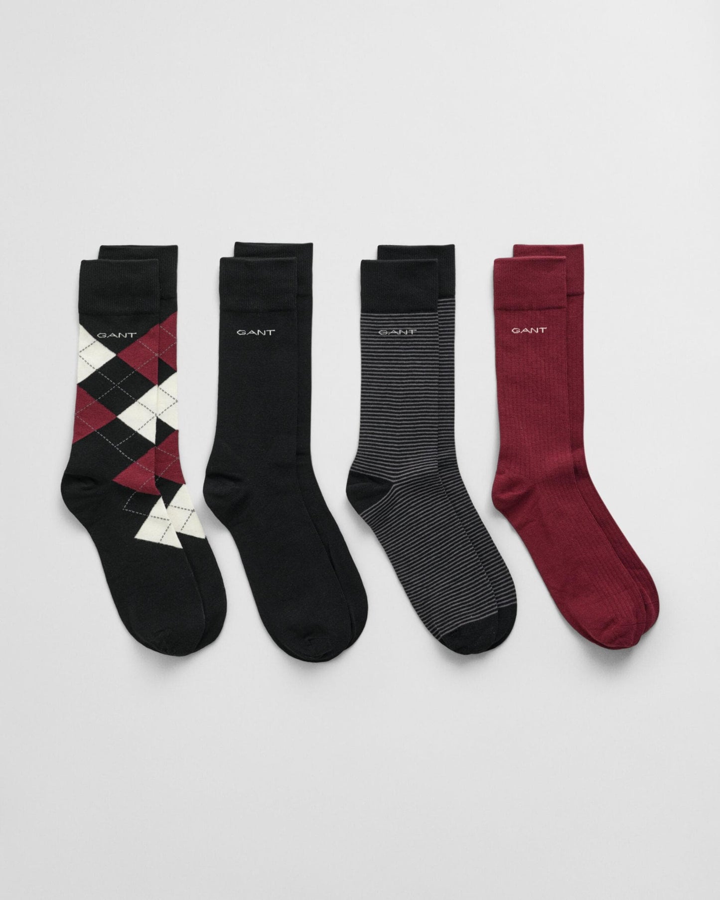 GANT Mens 4-Pack Argyle Stripe Solid Socks Gift Box