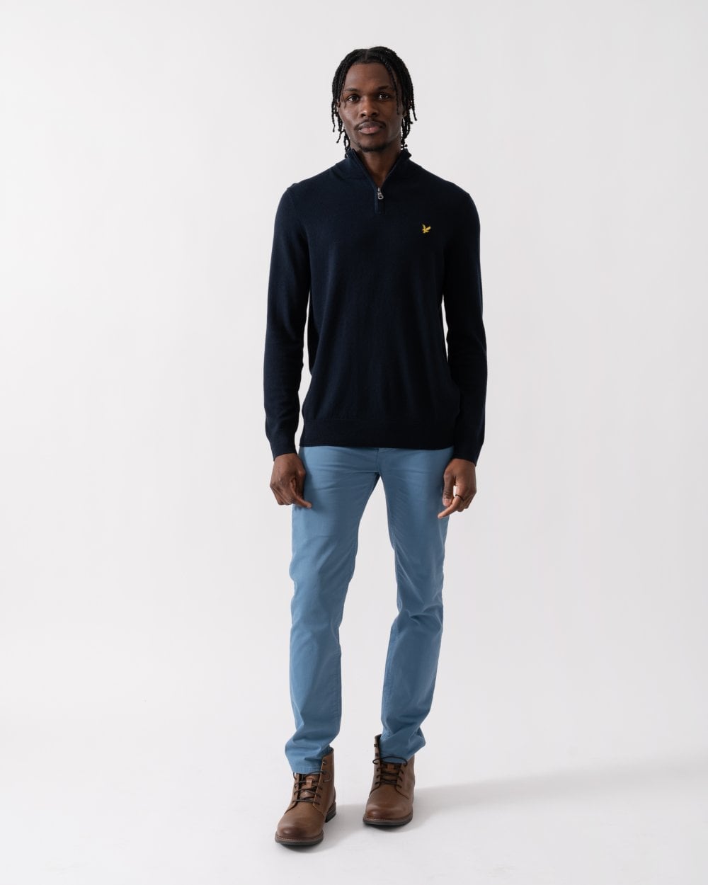 Lyle & Scott Cotton Merino Mens Quarter Zip Jumper - Z271 Dark Navy