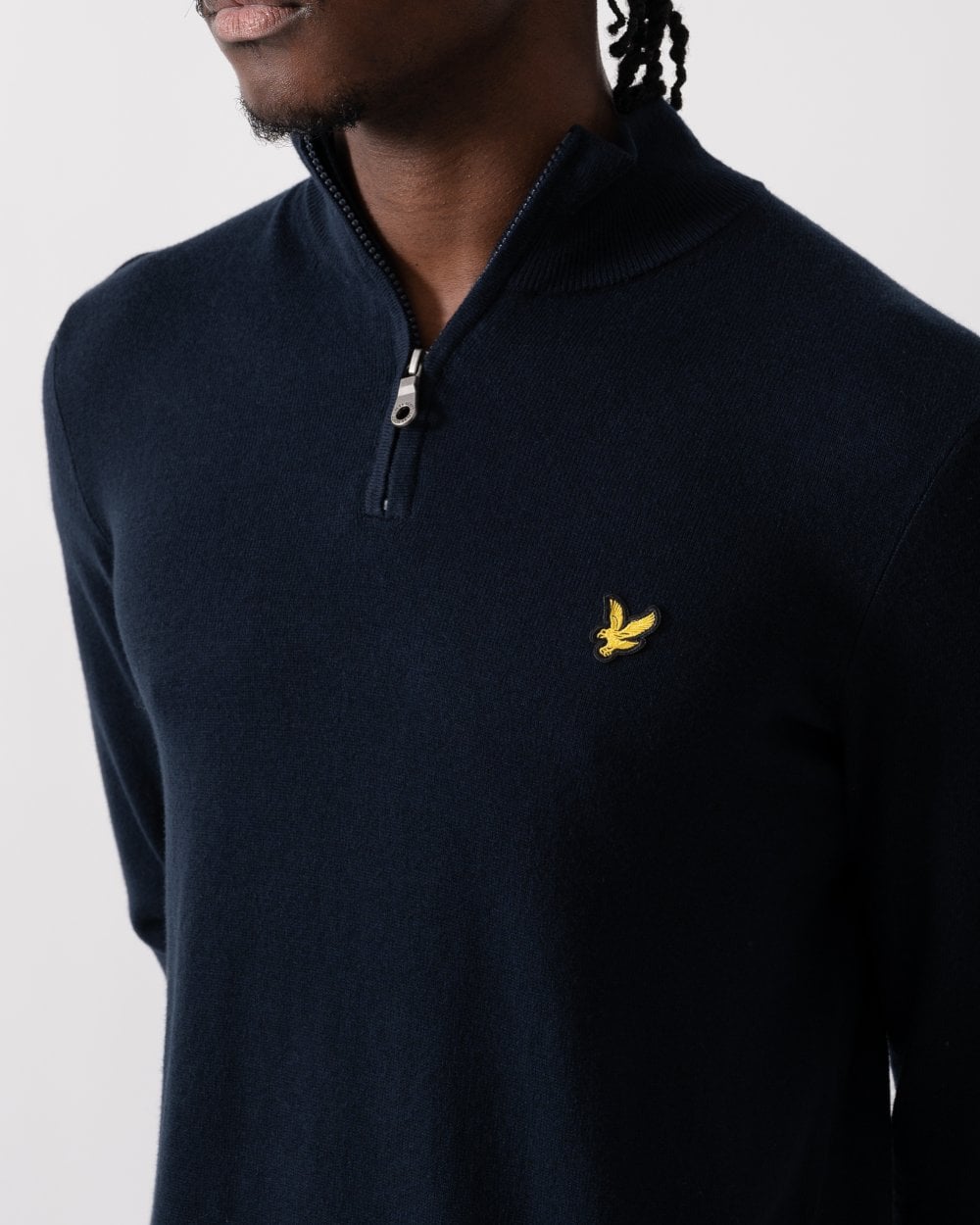 Lyle & Scott Cotton Merino Mens Quarter Zip Jumper - Z271 Dark Navy
