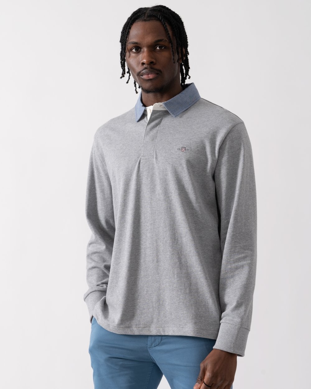 GANT Mens Regular Fit Chambray Heavy Rugger - 93 Grey Melange