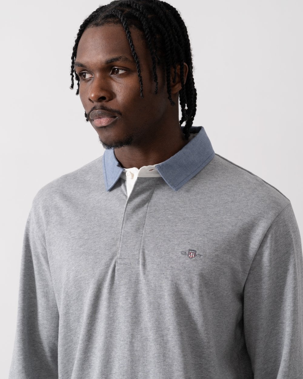 GANT Mens Regular Fit Chambray Heavy Rugger - 93 Grey Melange