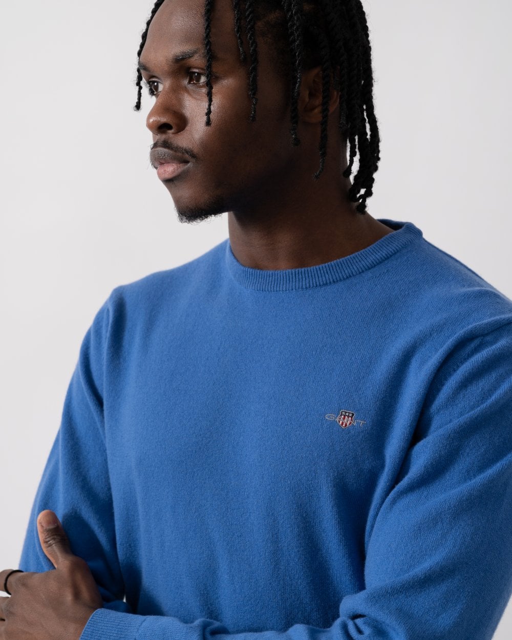 GANT Mens Superfine Lambswool Crew Neck Jumper - 407 Rich Blue