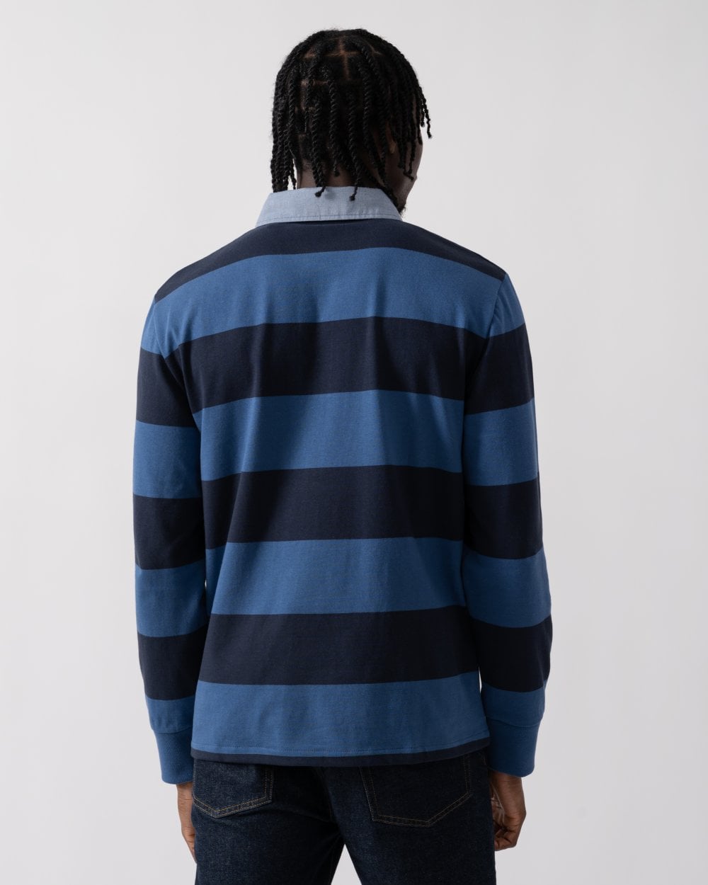 GANT Mens Regular Fit Chambray Stripe Heavy Rugger - 442 Vintage Blue