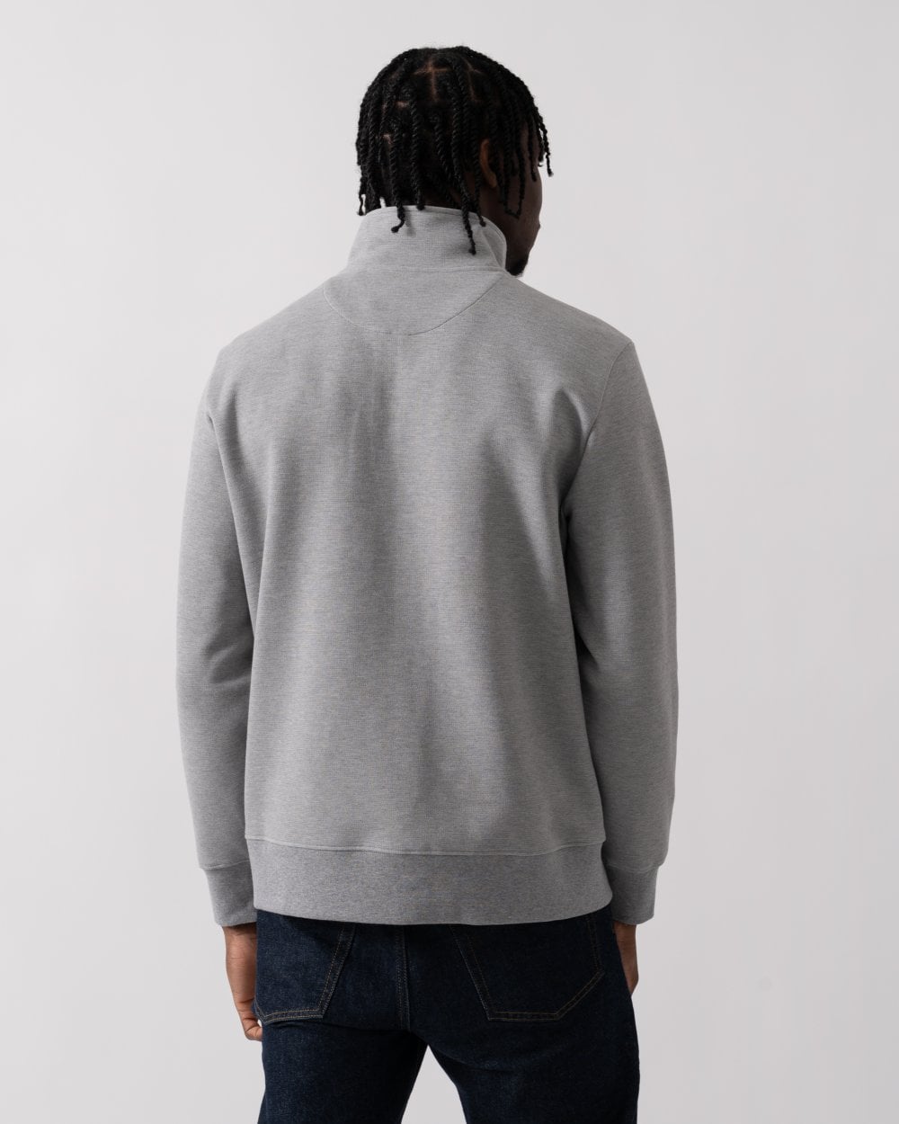 GANT Mens Small Graphic Sweat Half Zip - 93 Grey Melange