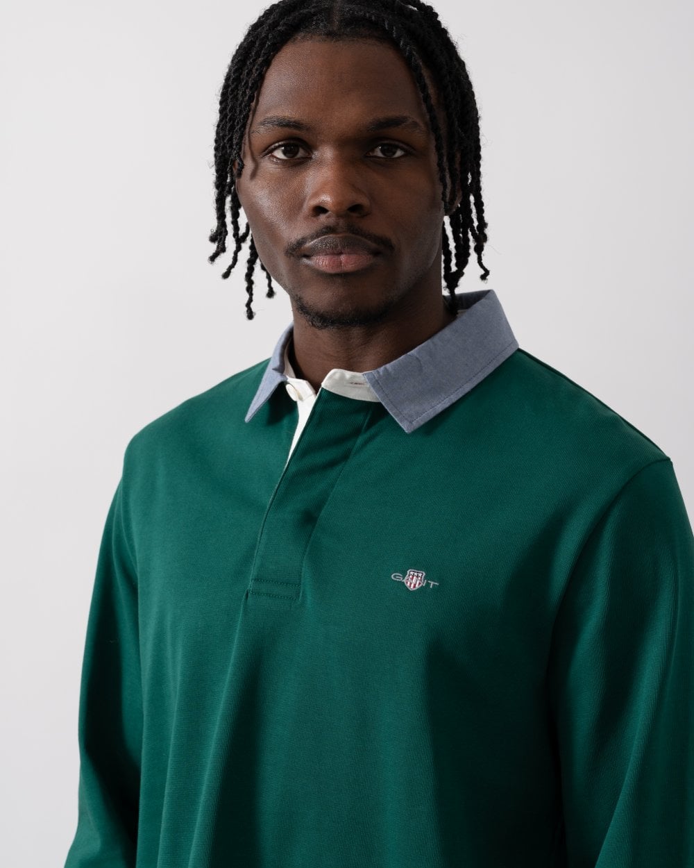 GANT Mens Regular Fit Chambray Heavy Rugger - 373 Deep Forest Green