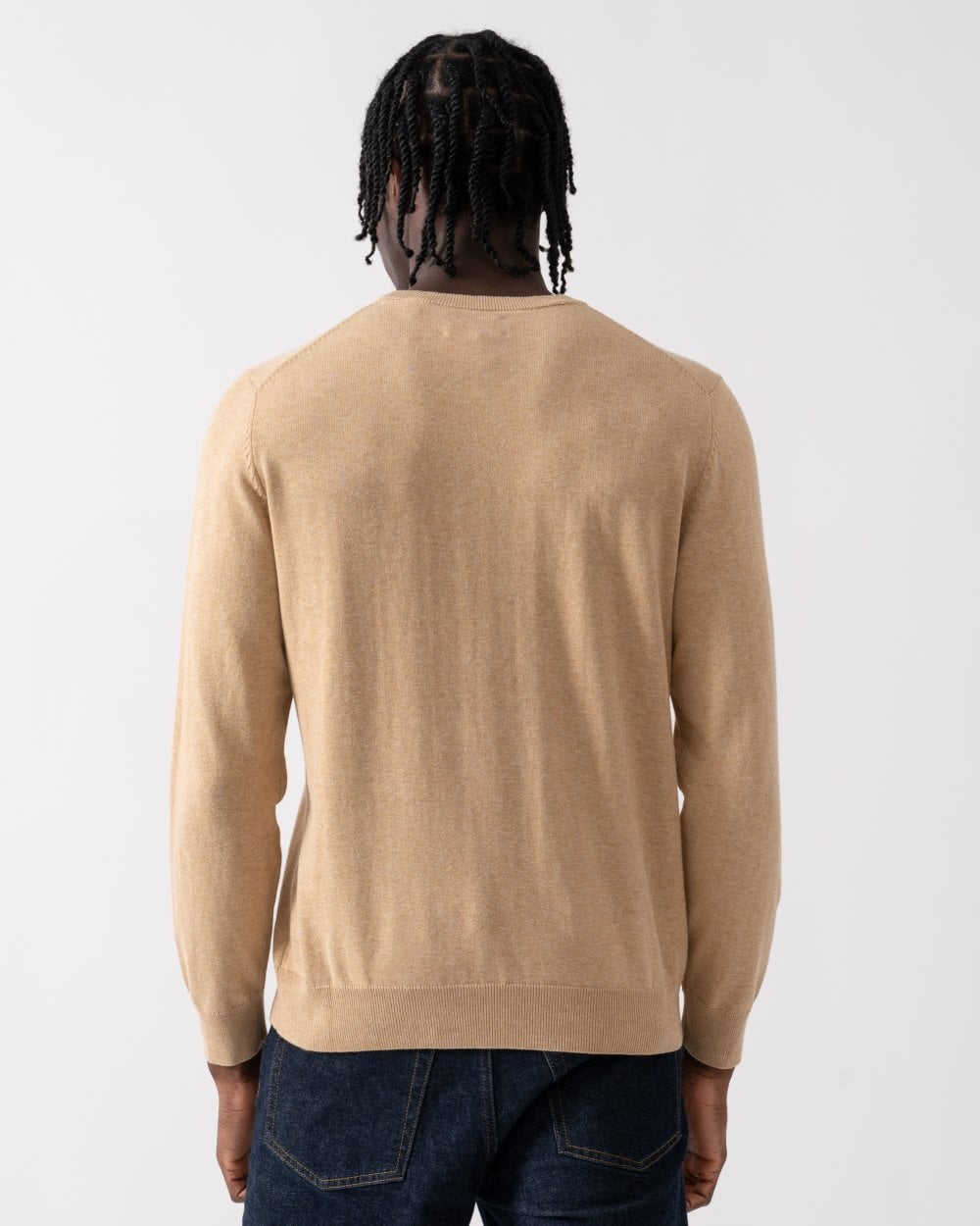 GANT Mens Classic Cotton Crew Neck Jumper - 296 Khaki Mel