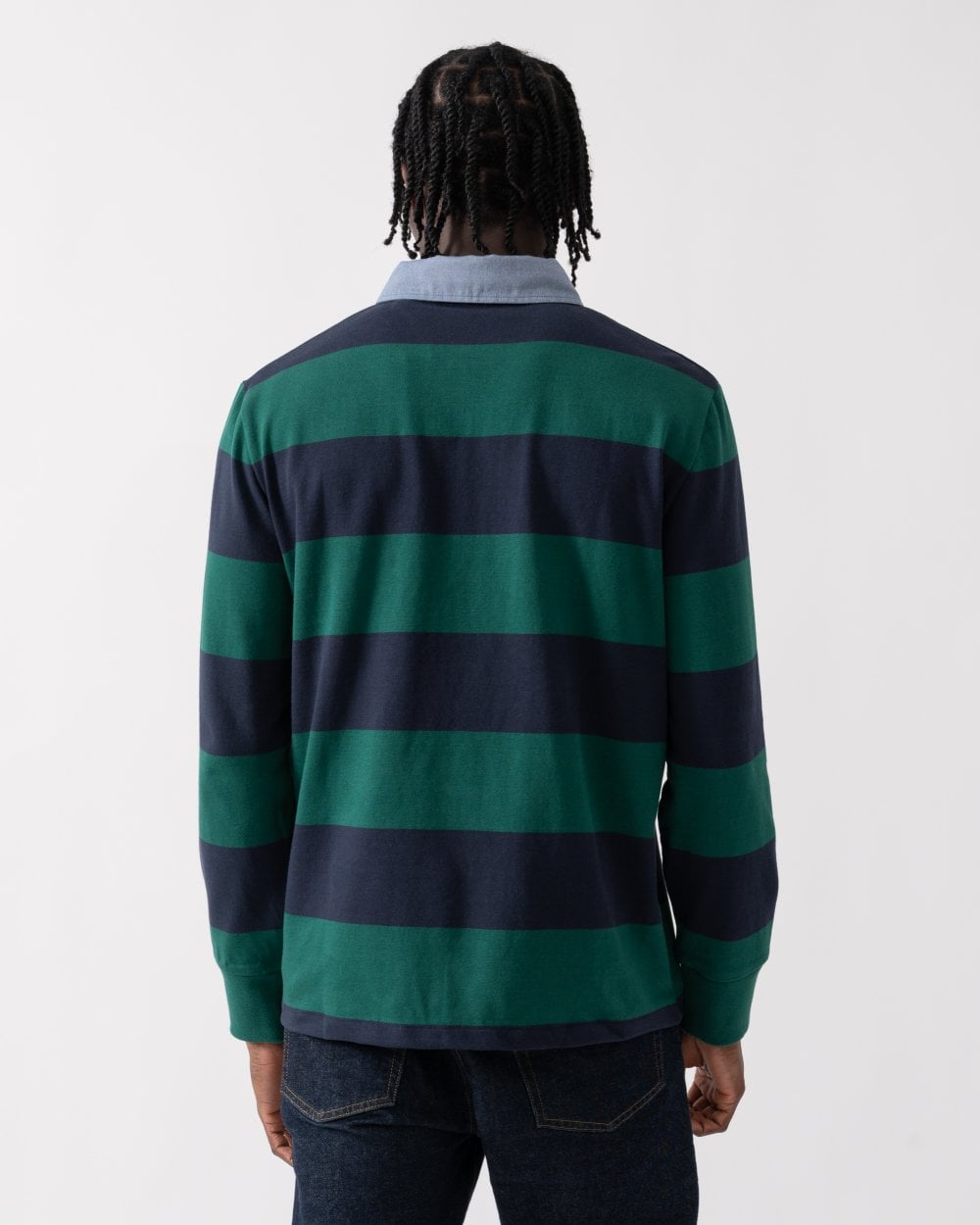 GANT Mens Regular Fit Chambray Stripe Heavy Rugger - 373 Deep Forest Green