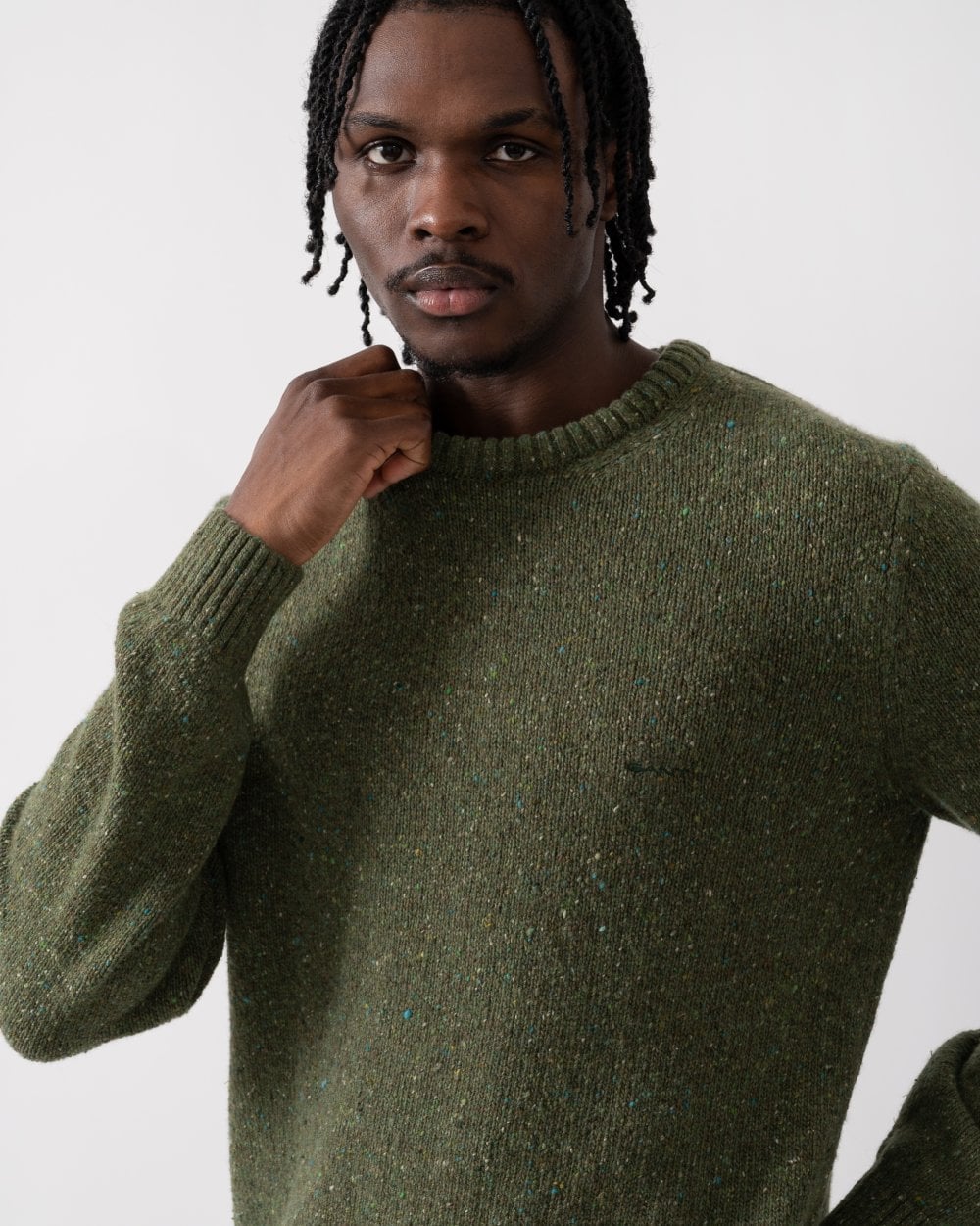 GANT Mens Neps Wool Crew Neck Jumper - 301 Juniper Green
