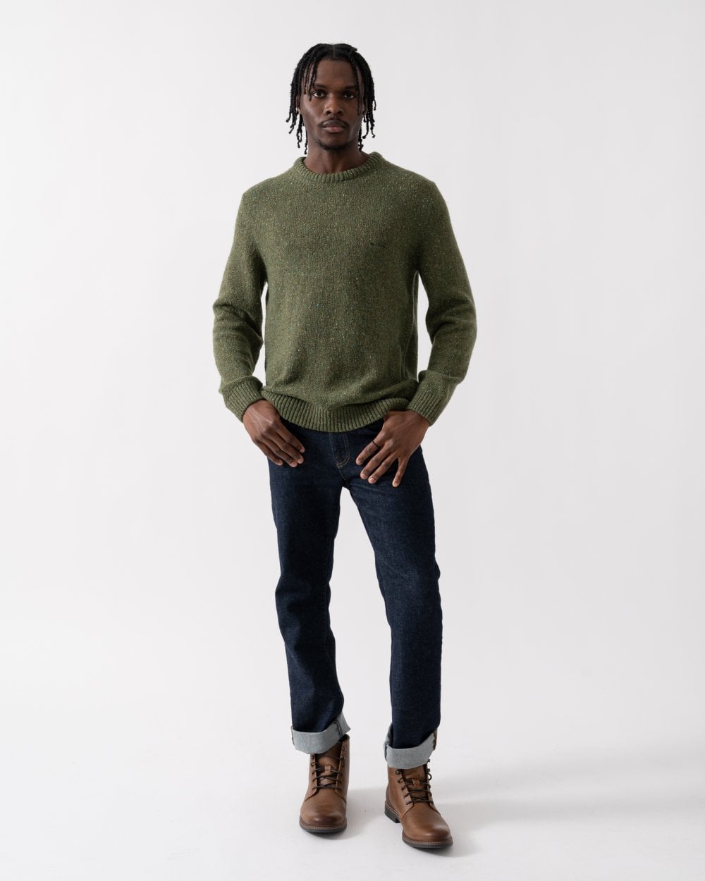 GANT Mens Neps Wool Crew Neck Jumper - 301 Juniper Green