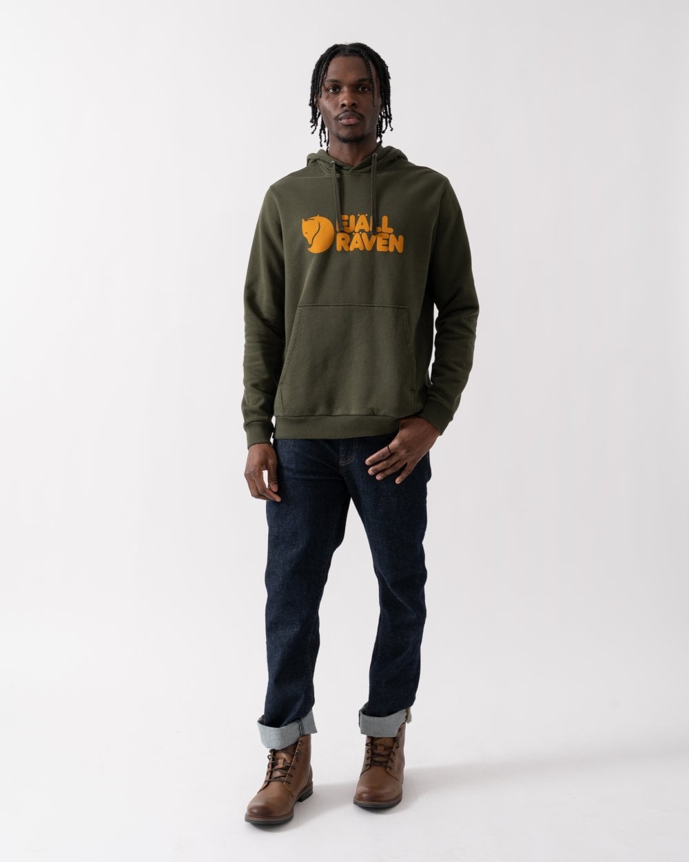 Fjallraven Logo Mens Hoodie - Deep Forest 662