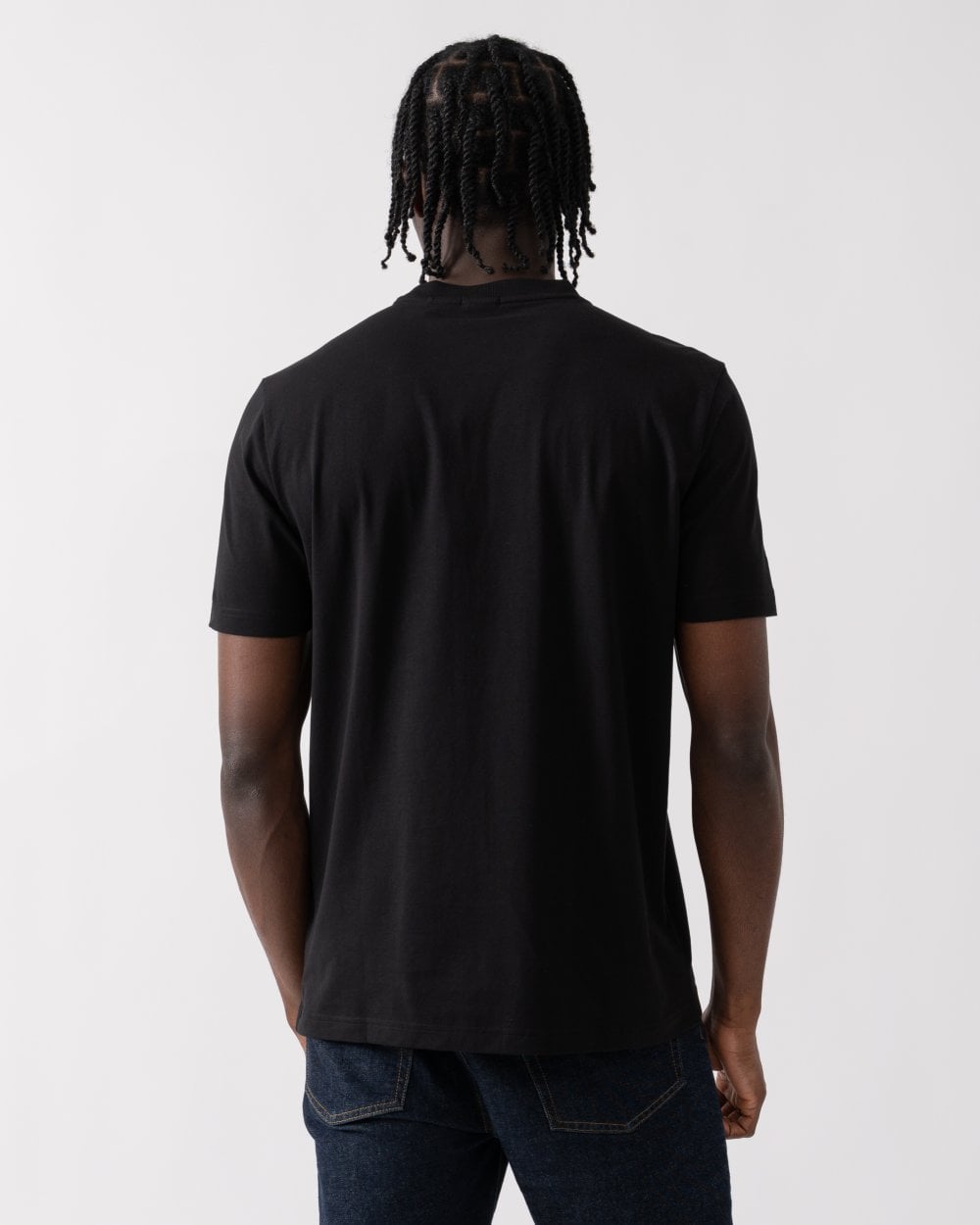 BOSS Green Tee Mens Stretch Cotton T-Shirt with Contrast Logo - Black 006