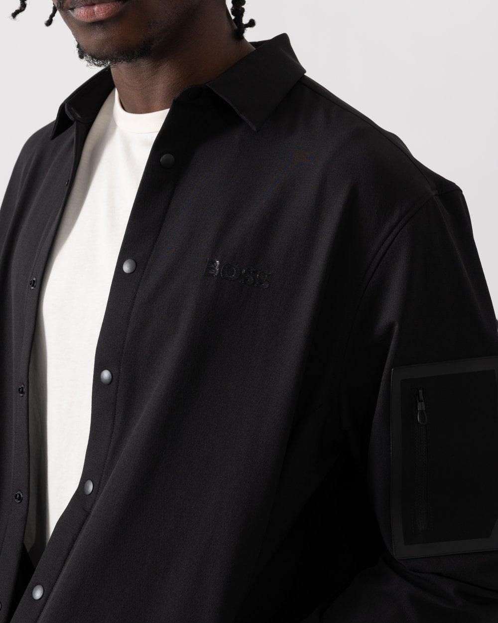 BOSS Green Lite Mens Water-Repellent Overshirt with Four-Way Stretch - Black 001