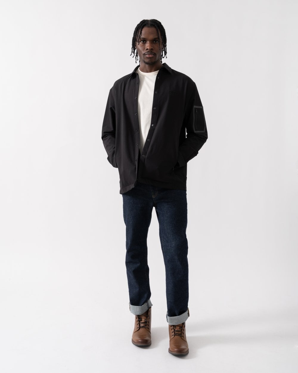 BOSS Green Lite Mens Water-Repellent Overshirt with Four-Way Stretch - Black 001