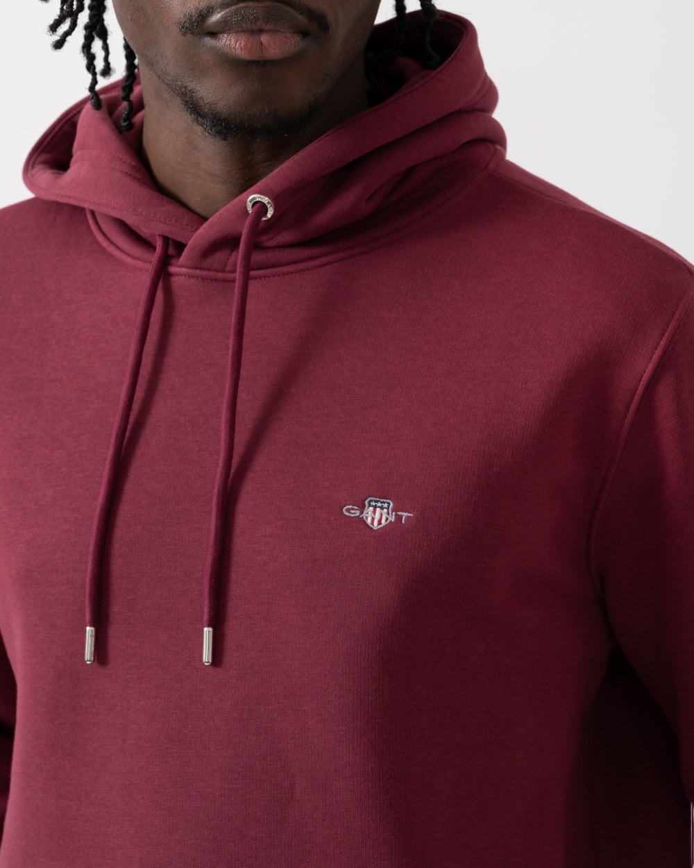 GANT Mens Regular Fit Shield Logo Pullover Hoodie - 638 Wine Red