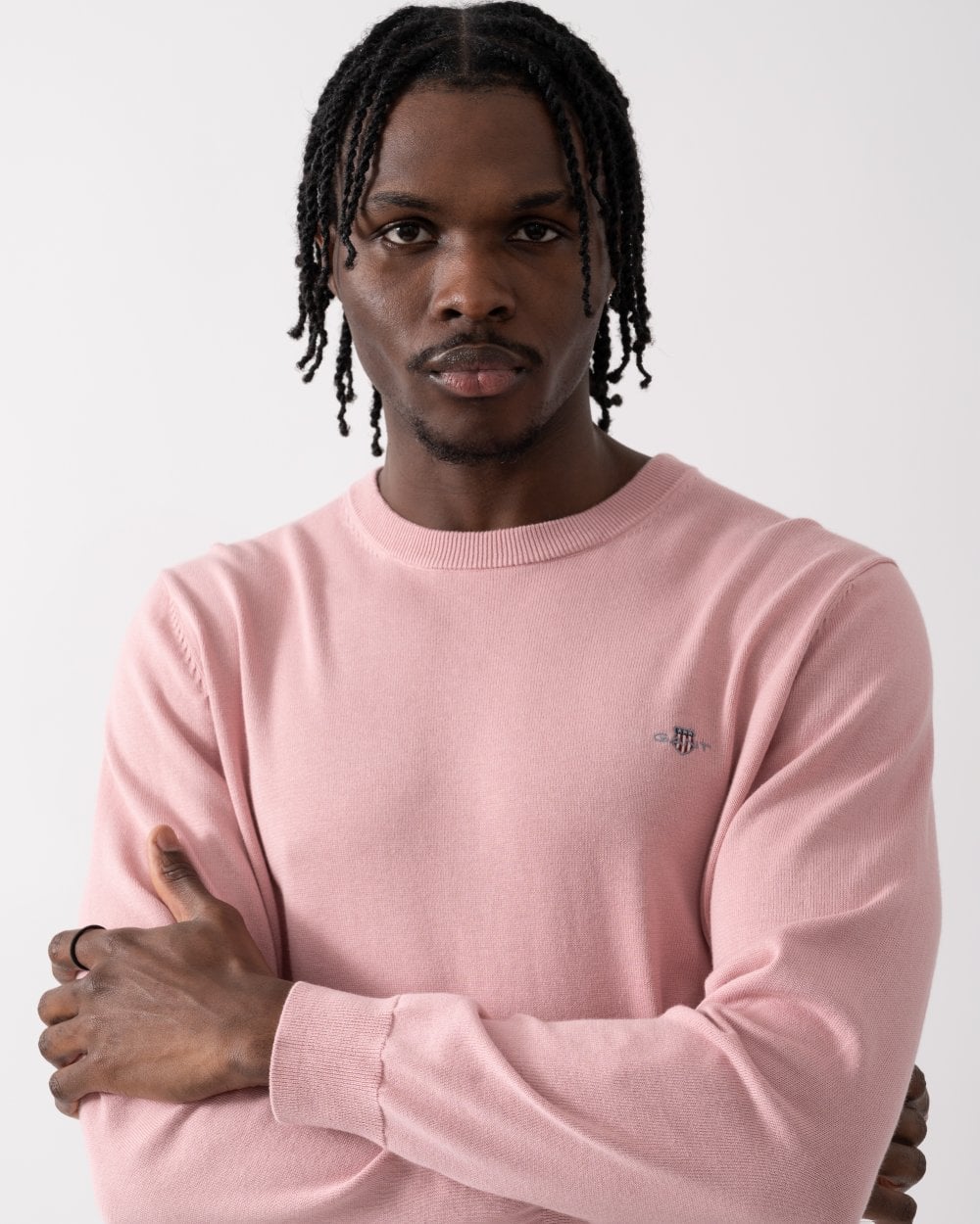 GANT Mens Classic Cotton Crew Neck Jumper - 674 Dusty Pink