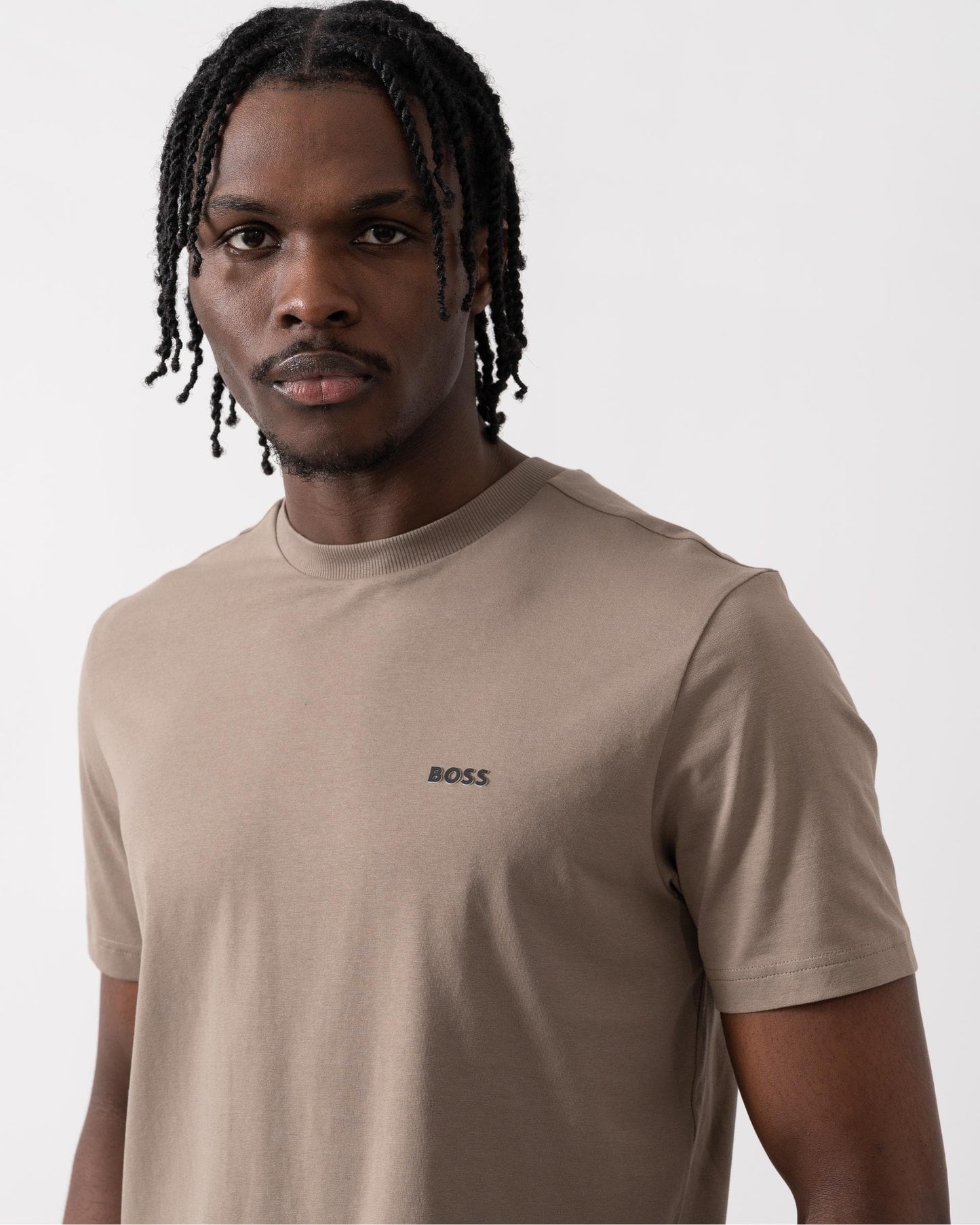 BOSS Green Tee Mens Stretch Cotton T-Shirt with Contrast Logo - Light/Pastel Green 335